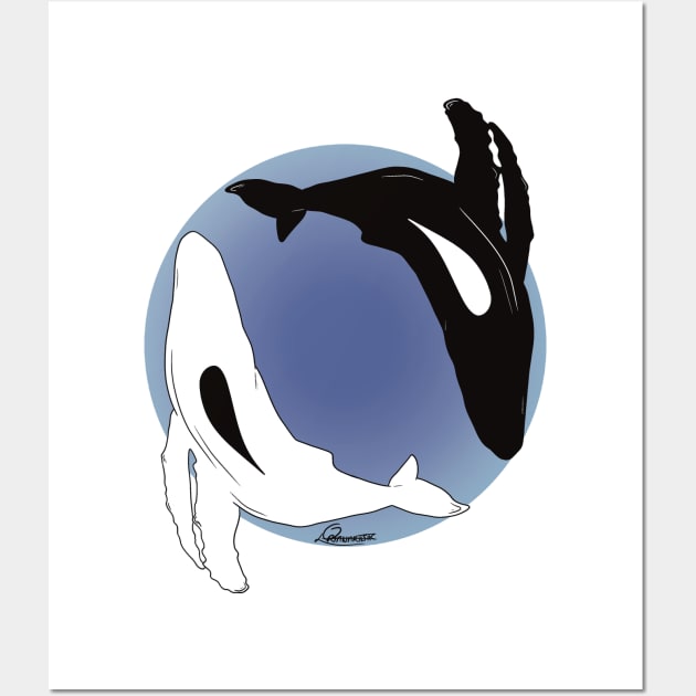 Yin Yang Whales Wall Art by Orianartistic